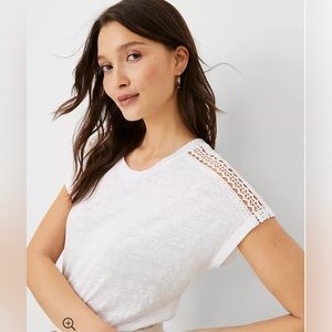Ann Taylor Cutout Pure Linen Tee
